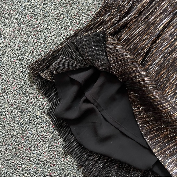 ZARA A-Line Silver Gold Metallic Threads Elastic High-Waist Knee-Length Skirt S - Picture 12 of 16